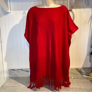IMAN gorgeous RED cape with fringe!!
